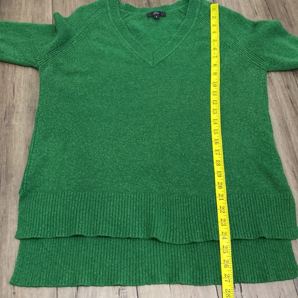 J crew green v‎ neck sweater wool alpaca